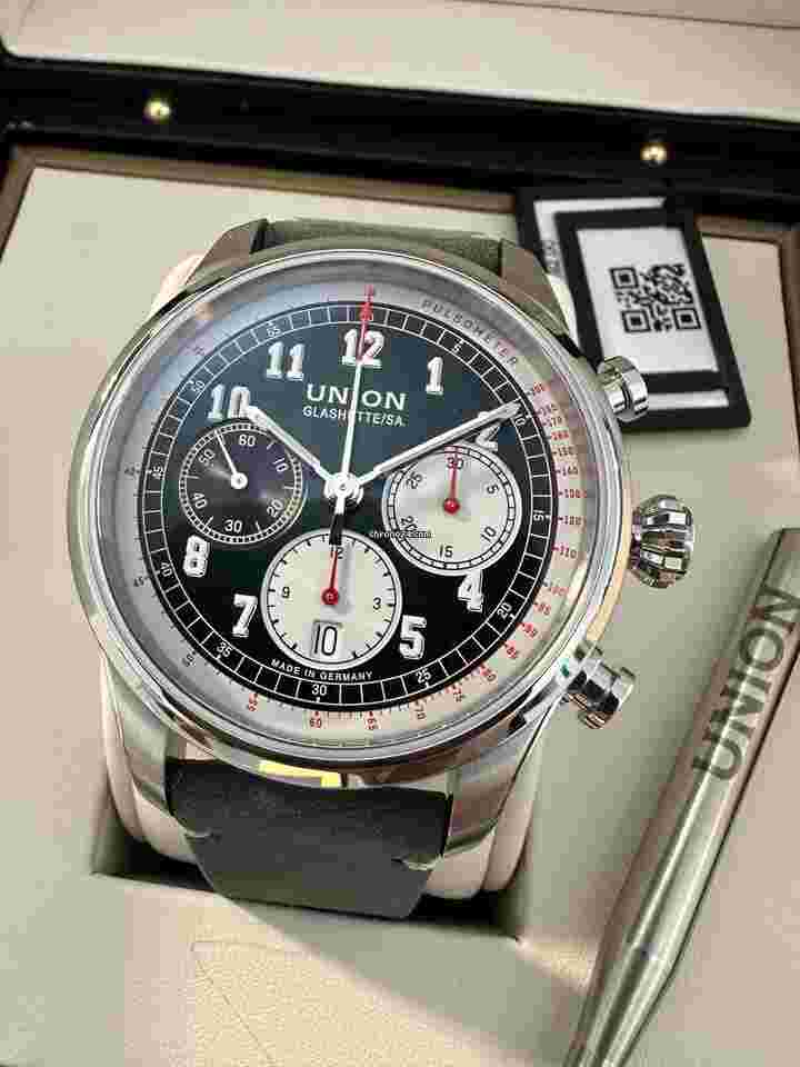 Union Glashütte Belisar Chronograph
Ungetragene Belisar Chronograph mit Lederband