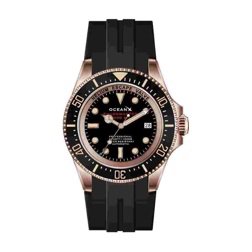 OceanX Sharkmaster 1000 M9 Rose Gold 44mm Men's Diver Watch Rose Gold SMS1061M9