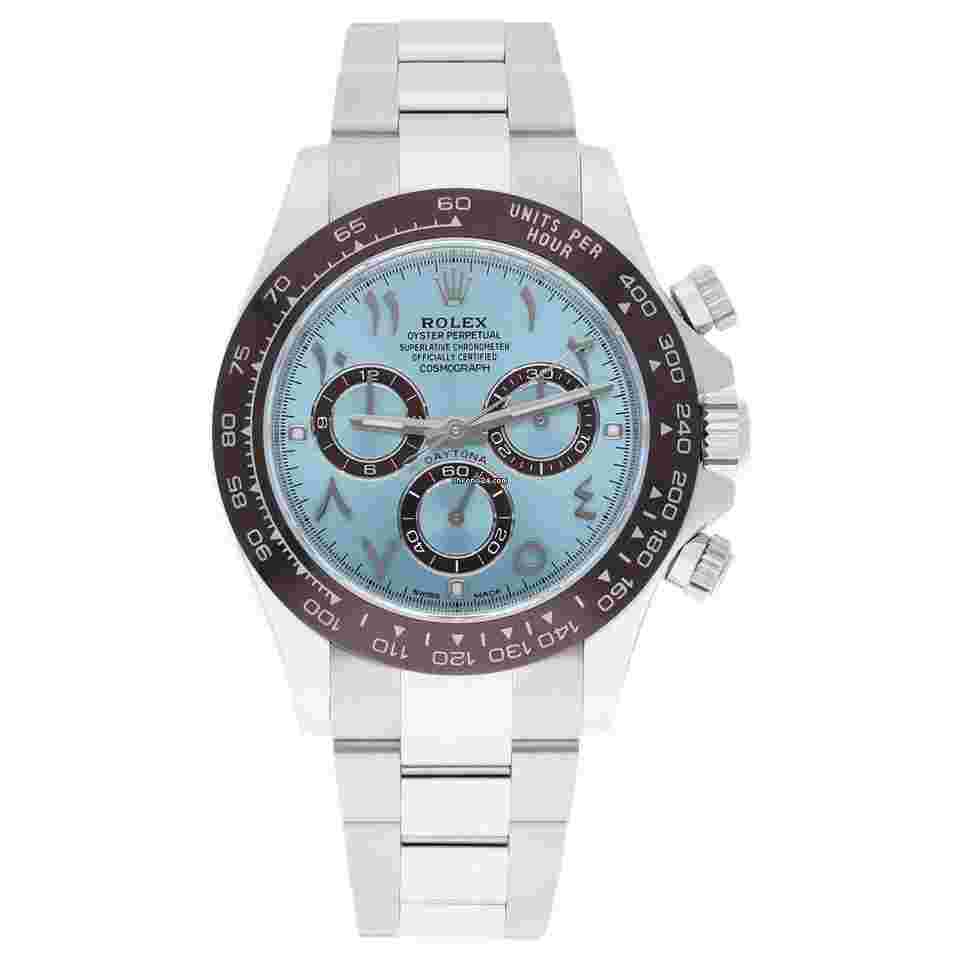 Rolex Daytona
Glacier Ice Blue Dial with Arabic Script 40mm Platinum Watch 116506 Unworn