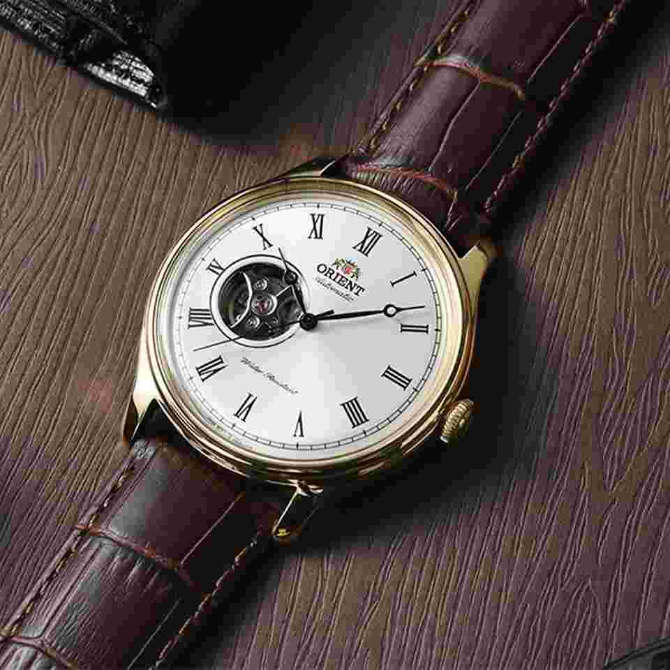 Orient Bambino
automatic watch men's Orient Bambino Open Heart TAG00002W 43mm 50m WR leather strap (hand
