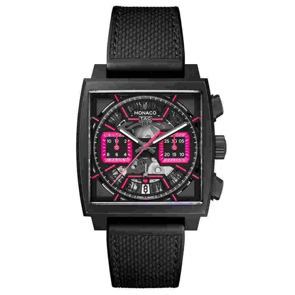 TAG Heuer Monaco
Chronograph Black Titanium Pink Subdials NEW UNWORN