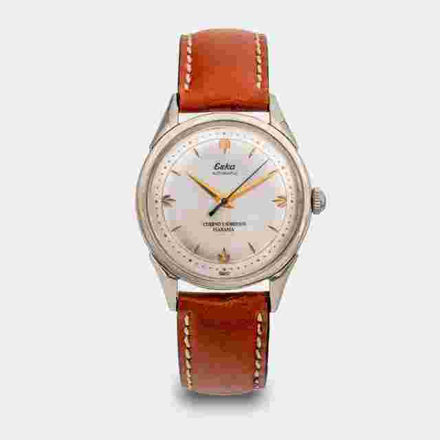 ESKA | by CUERVO Y SOBRINOS - double signed | Automatic | Jumbo Dresswatch | Rose Gold Hand & Indizes | Stardust Dial | Vintage 1950s