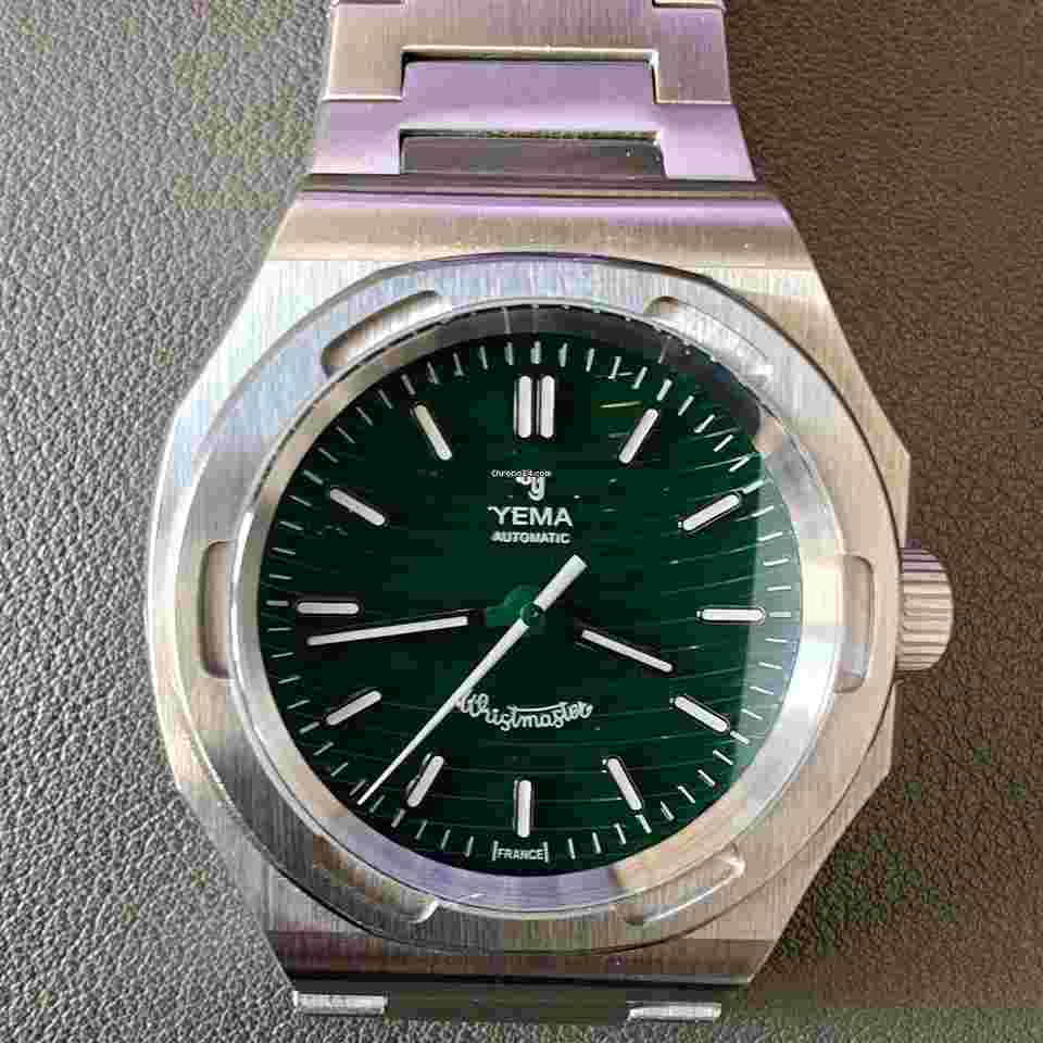 Yema Wristmaster Traveller Micro-rotor Limited Edition Rare Yema Wristmaster Traveller with green dial and caliber