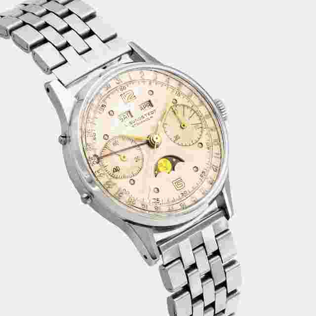 L. SUNDSTEDT | STOCKHOLM | One-of-a-Kind | Prototyp | Chrono Chronograph Dato Compax Moon Phase | Full Calendar - Triple Date | Unique History | Stockholm - Sweden | Valjoux 88 | 1940s Vintage