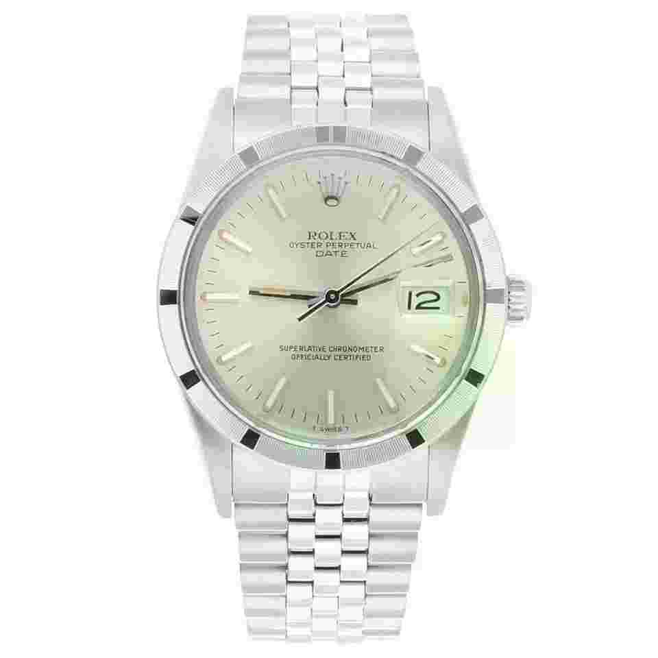 Rolex Oyster Perpetual Date Stainless Steel Watch Jubilee Silver Index Dial 15010 – 1983
