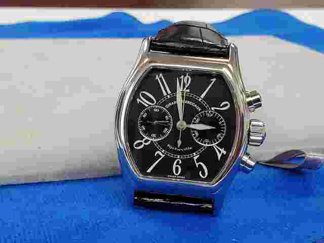 Girard Perregaux Richeville Bi-Compax Chronograph Arabic Black Charcoal Dial Unpolished Classic Tonneau Mechanical Hand Wound Near NOS