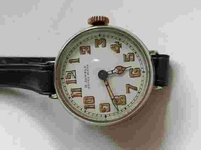 TRENCH WRİST WATCH ANTİQUE WATCH WİTH ENAMEL DİAL
