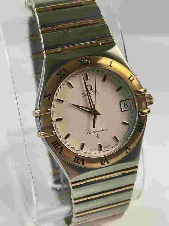 Omega Constellation Calendar Date Solid 18K(750) Gold Stainless Steel Textured Dial Vintage Cal.1532 Swiss Made