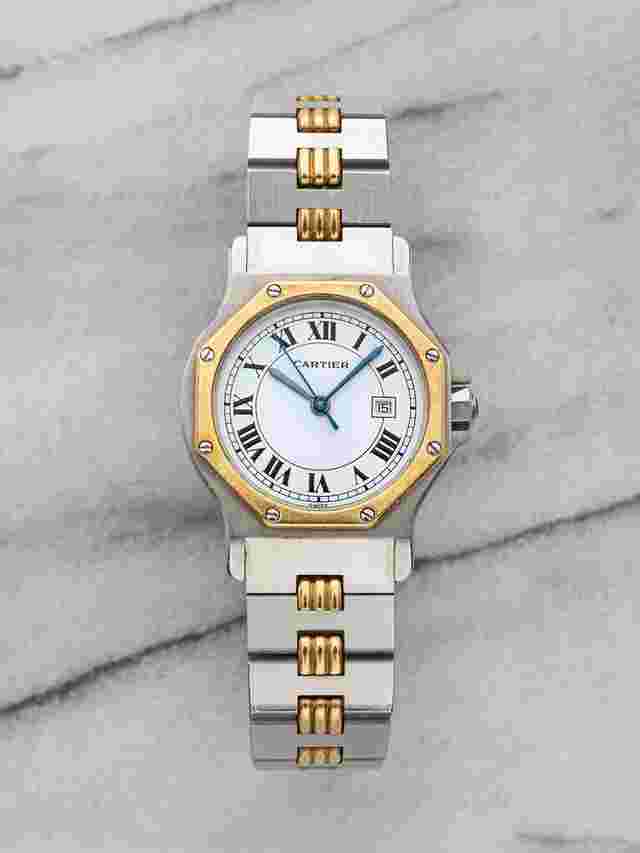 Cartier Santos Vintage Cartier Santos Octagon 0907 Two-Tone Automatic White Roman Dial 25mm