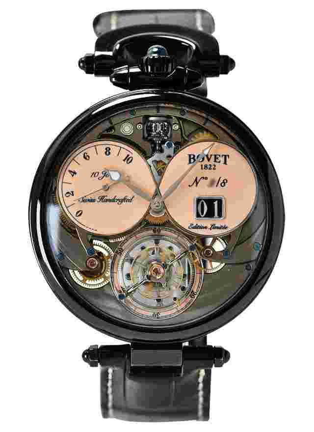 Bovet Virtuoso VIII Chapter Two Reimagined in Titanium Black DLC Limited to 8 on Black Leather Strap with Salmon Super LumiNova Dial