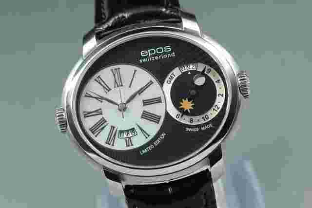 Epos Oeuvre d'art 3400 GMT Black Dial Date Limited Edition Automatic Swiss Made Men's Watch