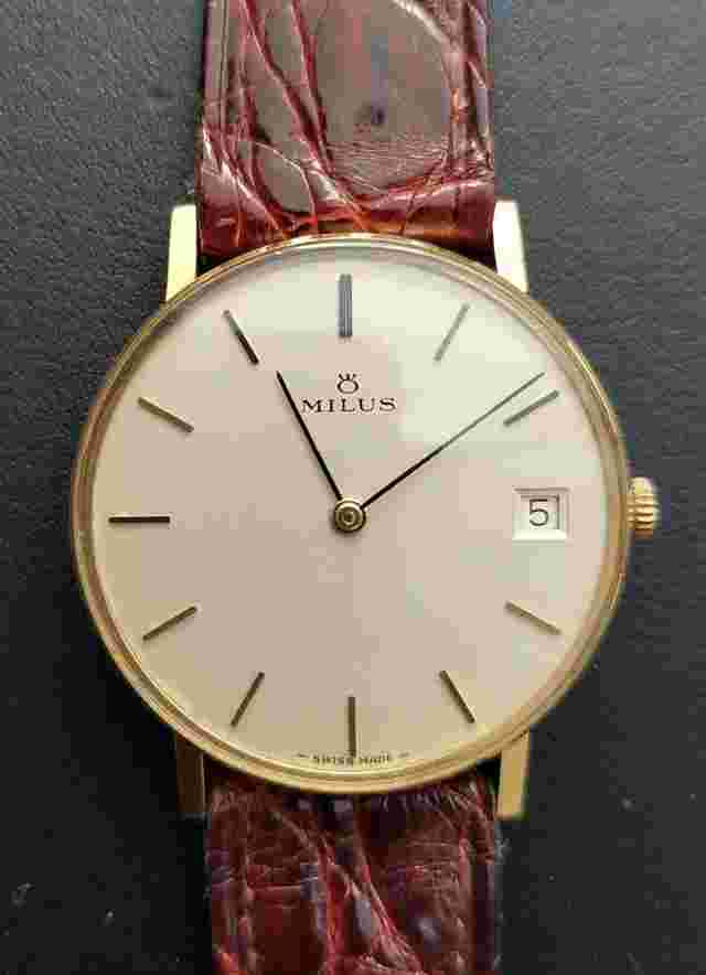 Milus Vintage Incabloc unisex 18k Con scatola originale
