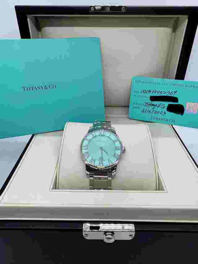 Tiffany & Co Atlas 2023 Reference 63452769 Turquoise Dial Quartz Roman Numerals - Complete Set