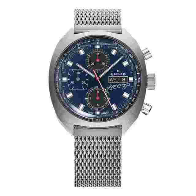 Edox SPORTSMAN CHRONOGRAPH<br>AUTOMATIC<br>FANGIO LIMITED EDITION 01132-3BU-BUGN 01132-3BU-BUGN Japan Official New Full Set