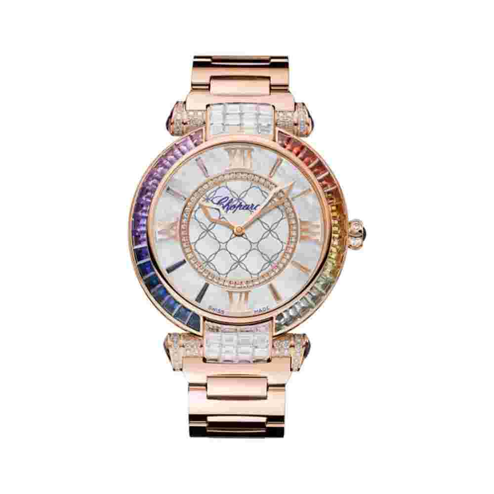 Chopard Imperiale Joaillerie 3842395011 Rose Gold 40mm Sapphire Bezel MOP Roman Dial Ladies Watch